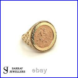 SOVEREIGN RING 1/10 9ct YELLOW GOLD CLASSIC St George Coin Dragon Slayer 1999