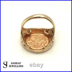 SOVEREIGN RING 1/10 9ct YELLOW GOLD CLASSIC St George Coin Dragon Slayer 1999