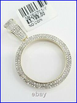 Sale 10K Yellow Gold Genuine Diamond Pendant Charm Bezel 25MM 1.5 Inches Coin