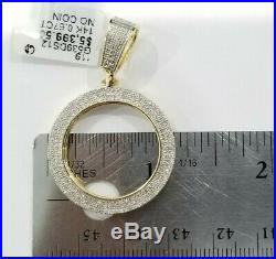 Sale 14K Yellow Gold Genuine Diamond Pendant Charm Bezel Coin Halo 21MM Pave