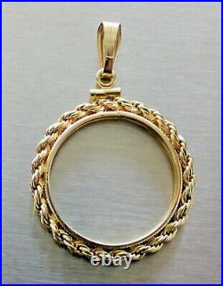 Solid 14K Yellow Gold Coin Bezel Pendant 4.5 grams (holds 1/2 oz gold maple)