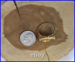 Solid 14K Yellow Gold Guardian Angel Coin Faith Graduation Gift Ring sz 5.5