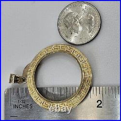 Solid 14k gold 20 pesos Coin Frame pendant Mexican bezel