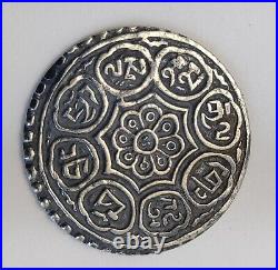 Solid 18k yellow Gold Bezel Buddhist 800 silver Ga-Den One Tangka Coin Pendant
