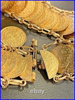 Solid Gold Turkish Coin Bracelet 27 coins 60.2 grams