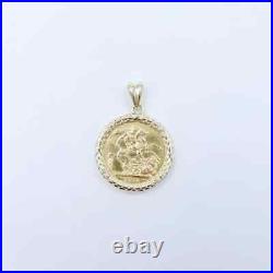 Sovereign Coin Custom Without Stone Pendant Free Chain 14k Yellow Gold Plated