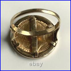 St. GEORGE & DRAGON 1914 GEORGE V GOLD HALF SOVEREIGN COIN RING SIZE N