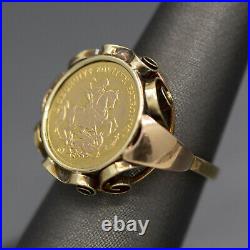 St. George Slaying the Dragon Medallion Coin Ring in 14k Yellow Gold