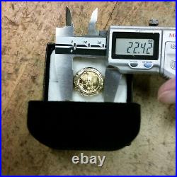 Stunning 22MM 14K Gold Men's Nugget Ring with $5 22k Gold Eagle Coin 17.2 grms