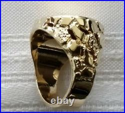 Stunning 22MM 14K Gold Men's Nugget Ring with $5 22k Gold Eagle Coin 17.2 grms