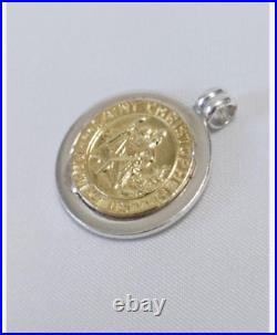Tiffany&Co. Pendant St. Christopher Coin Sterling Silver/18K Yellow Gold used