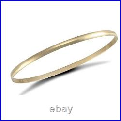 Traditional solid 9ct yellow gold D shape 3mm slave bangle