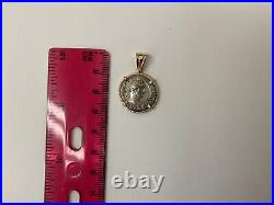 Treasure Roman Coin Pendant Silver & 14K Yellow Gold Bezel