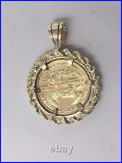 US Liberty 20 MM Coin Without Stone Stone Pendant 14k Yellow Gold Finish