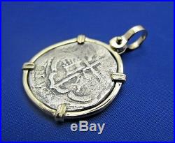 Unique Nautical Shipwreck Coin Pendant with Anchor Shaped Markings in 14k Bezel