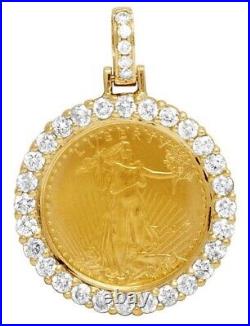 Unisex Diamond Pendant 22K 110 oz Liberty Coin 10K Yellow Gold Plated 1.1 1CT