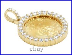 Unisex Diamond Pendant 22K 110 oz Liberty Coin 10K Yellow Gold Plated 1.1 1CT