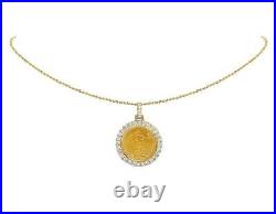 Unisex Diamond Pendant 22K 110 oz Liberty Coin 10K Yellow Gold Plated 1.1 1CT