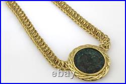 Unoaerre Italian 18K Yellow Gold Ancient Roman Coin Necklace, 16 L, 60 Grams