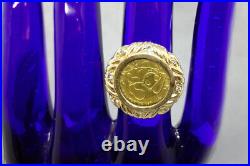 VTG 1985 24K. 999 Fine 1/20 Gold Panda 5 Yuan Coin 14K Yellow Gold Diamonds Ring