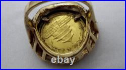 VTG 1985 24K. 999 Fine 1/20 Gold Panda 5 Yuan Coin 14K Yellow Gold Diamonds Ring