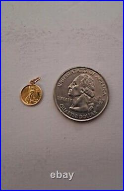 Very Rare 24K Yellow Gold Mini 1924 Walking Liberty Coin Pendant In 14K Setting