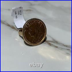Vintage 10 Franc Swiss Gold Coin Helvetia 18K Ring Sz 6