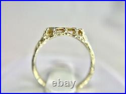 Vintage 10k Yellow Gold Round Chinese Panda Coin Bezel Set Small Ring