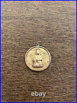 Vintage 14k Yellow Gold Chinese Happiness Symbol/Budda DoubleSided Coin Pendant