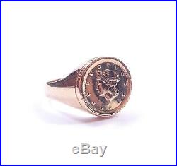 Vintage 1853 One Tallar Coin Ring 9 Carat Yellow Gold Birmingham 1973 HM 5.5g
