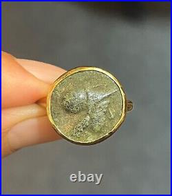 Vintage 18K Yellow Gold Ancient Coin Ring