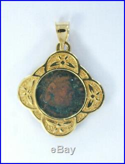 Vintage 18K Yellow Gold Bezel and Antique Coin Pendant
