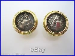 Vintage 18k Yellow Gold Ancient Roman Coin Omega Earrings Appraisal $4350