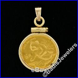 Vintage 1998 Sm Date. 999 Pure Gold 1/20 Oz Chinese Panda Coin 14k Pendant Frame