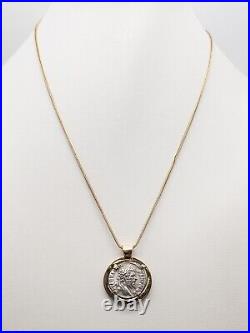 Vintage $4000 ANCIENT GENUINE COIN SILVER 14k Yellow Gold 16 Necklace RARE