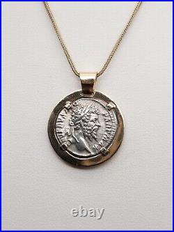 Vintage $4000 ANCIENT GENUINE COIN SILVER 14k Yellow Gold 16 Necklace RARE