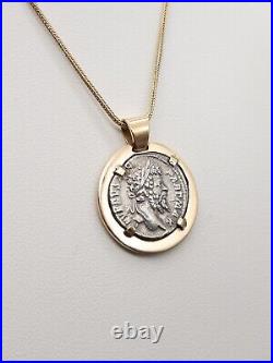 Vintage $4000 ANCIENT GENUINE COIN SILVER 14k Yellow Gold 16 Necklace RARE