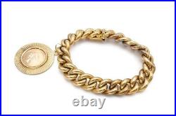 Vintage 8k Yellow Gold Link Bracelet With Nefertiti Coin Charm 7.75 Mens