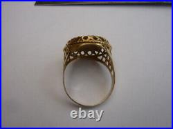 Vintage 9ct Gold Ring With Small St George Gold Qeii Silver Jubilee 1977 Coin T