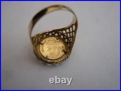 Vintage 9ct Gold Ring With Small St George Gold Qeii Silver Jubilee 1977 Coin T