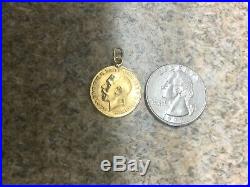 Vintage Egyptian Authentic Stamped 21 K Yellow Gold Half Sovereign Coin Pendant