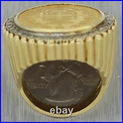 Vintage Estate 14k Yellow Gold 0.50ctw Diamond 1882 22k Italian Zolire Coin Ring