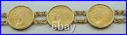 Vintage Estate 14k Yellow Gold $2.5 22k Indian Head Coin Bracelet