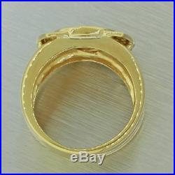 Vintage Estate 22k Alexander The Great Coin Set in 18k Yellow Gold Diamond Ring