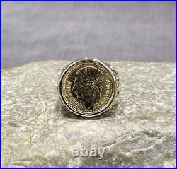 Vintage Mexico 1945 14k Yellow Gold &. 900 2-1/2 Pesos Gold Coin Ring