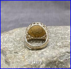 Vintage Mexico 1945 14k Yellow Gold &. 900 2-1/2 Pesos Gold Coin Ring