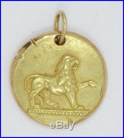 Vintage Solid 18k Gold Van Cleef & Arpels Leo Zodiac Coin Pendant