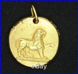 Vintage Solid 18k Gold Van Cleef & Arpels Leo Zodiac Coin Pendant