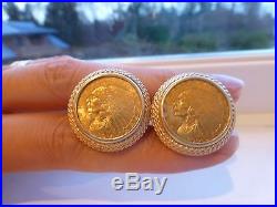 Vintage antique 1914 Liberty Indian Head $2.50 gold coin cufflinks eagle 14k 22g