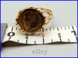 Vtg 14K Gold Imperio Mexicano Coin Ring Sz 5 Maximiliano Mexico Eagle 1865